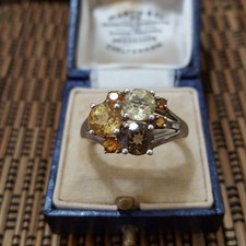 Ladies 925 Sterling Silver Ring, Multicoloured Sapphire Ring, Size V.5 US 10.75 