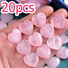 20x Natural Rose Quartz Love Heart Shaped Crystal Healing Stone Gemstone Pink