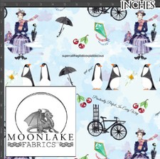 Mary Poppins watercolor 100% Quality Cotton Poplin Fabric **Exclusive**