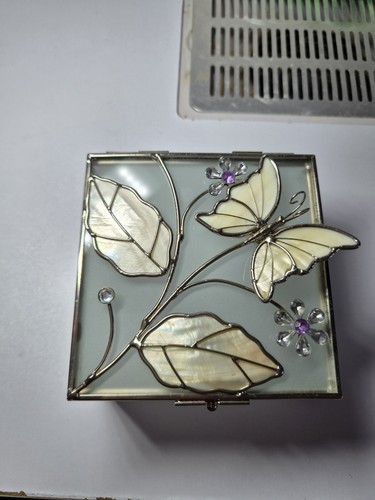 Square frosted glass trinket - square,