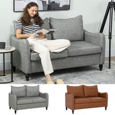 Two-Seater Sofa, Modern Small Sofa with Solid Wood Legs for Bedroom