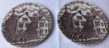 Two English Ironstone Tableware Old Inns Series Brown Plates 17.5cms Diameter.