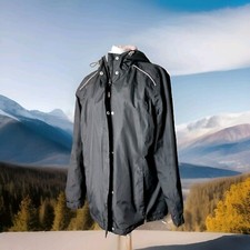George Ozark Trail Black with Pink Fleece Lining Hooded Raincoat Jacket UK 16
