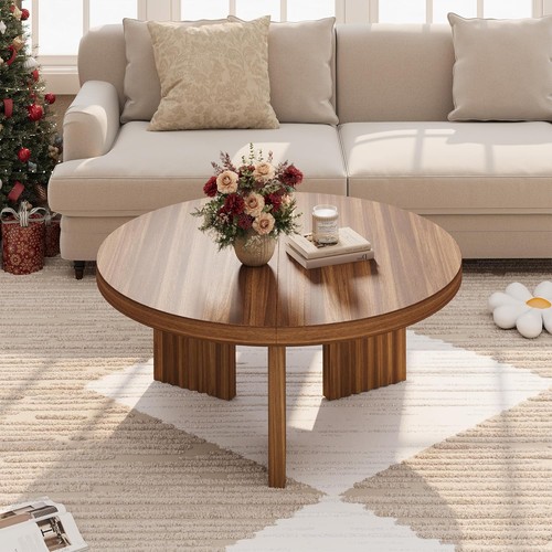 Round fluted coffee table - coffee,