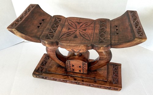 African wood stool - hand, carved