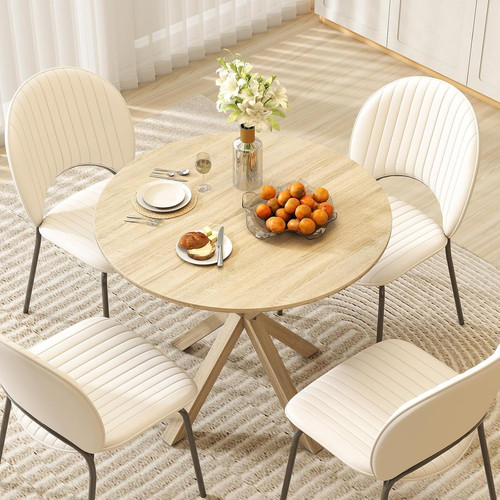 Dining table round 90cm wooden - round,