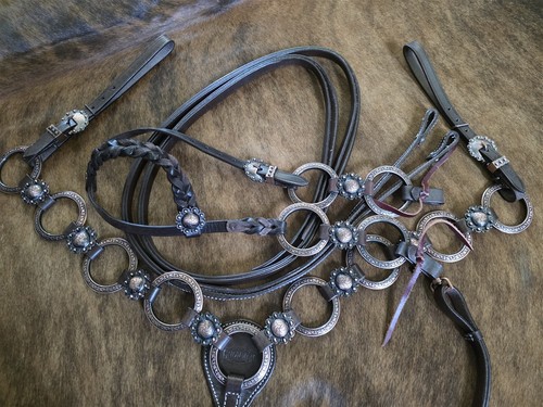 Metal ring headstall reins - metal,