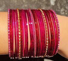 Metal Bangles Pink And Gold For Women Girls. Pakistani Indian Style. 2.5” wide 
