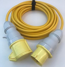 32 amp 4mm Yellow Site Extension Cable 110v 16a Transformer Lead Wire 1m - 30m