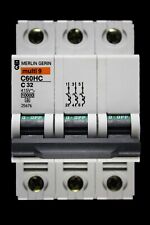 MERLIN GERIN 32 AMP CURVE C 10kA TRIPLE POLE MCB CIRCUIT BREAKER C60HC 25676