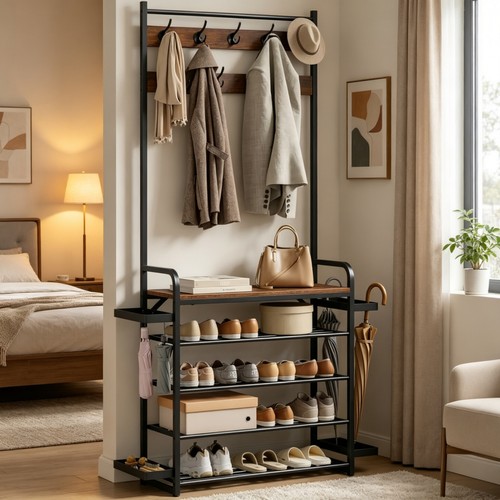 Coat rack stand with shoe - with,