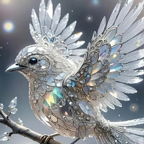 Colorful bird art acrylic - colorful, 2d