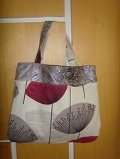 MADE IN SANDERSON DANDELION CLOCKS VELVET TRIM  FABRIC 15" Tote bag MAGNETIC