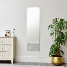 Tall Gold Curved Framed Wall / Leaner Mirror 135cm x 40cm thin slim full legnth