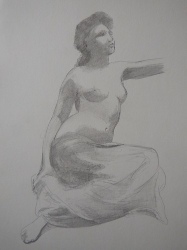 Pencil drawing female nude