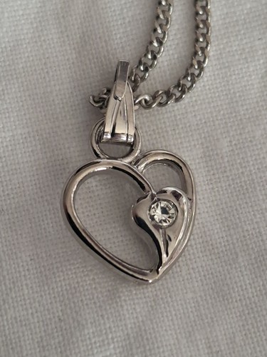 Stainless steel heart necklace - stainless,