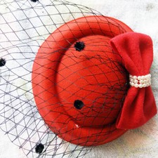 40s 50s Fascinator Judy Wedding Party Hat Net Pearl Dancing Days Vintage Retro