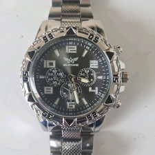 Men’s Business Fashion Watch With Chunky Bezel Black Quartz.free Shipping 