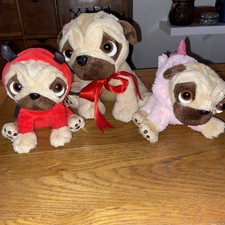 3 Cute Pug Plush Toys. Teddies  2 x 16 cab m 1 x 20 cm