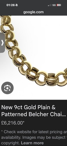 Men 9ct gold belcher chain - gold,