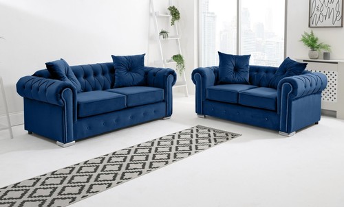Chesterfield sofa suite velvet - suite,