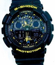 Casio G-Shock GA-100CY-1AER Mens Yellow Detailing Black Resin Strap Watch - 55mm