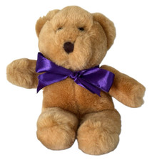 Keel Toys TEDDY BEAR Golden Beanie Simply Soft  Collection 20cm T Purple Bow VGC