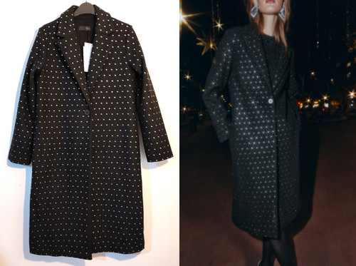 Zara black coat with - zara, stud