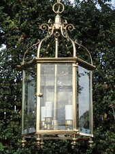 Superior Quality Large Vintage Georgian Style Bevelled Glass Brass Lantern...
