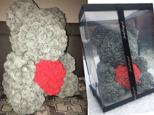 40cm grey rose - 40cm, bear
