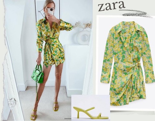 Zara yellow green satin - yellow,