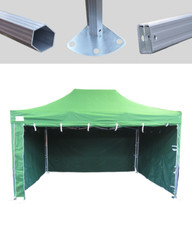 MCD Pop 50mm Green Industrial Pop Up Gazebo 3m x 4.5m Easy Up Stall With Sides