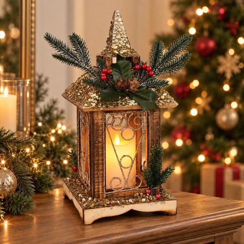 Led wooden christmas candle - led,