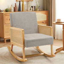 Upholstered Fabric Solid Wood Frame Rocking Chairs Single Sofa Recliner Armchair