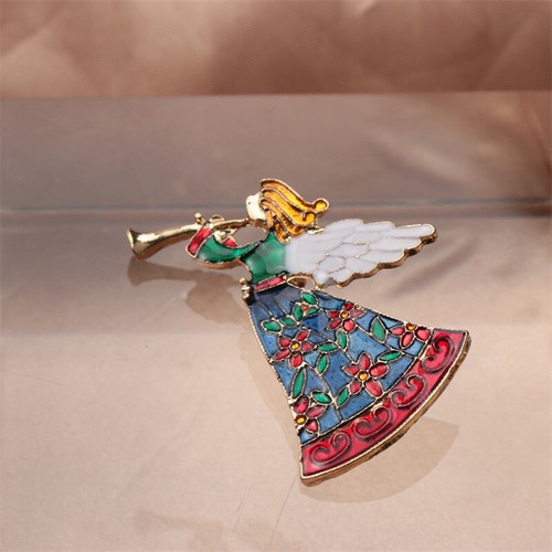 Elegant enamel angel - elegant, brooch
