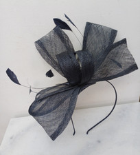 Jasper Conran Navy Blue Feather Fascinator / Headband Headpiece Wedding / Races