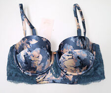M & S ROSIE AUTOGRAPH LUNARIA BALCONY BRA 32C  STRAPLESS  SILK LACE  AIR FORCE