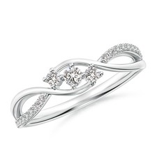 ANGARA 0.25 Ct Diamond Infinity Twist Three Stone Bypass Ring in 14K Solid Gold