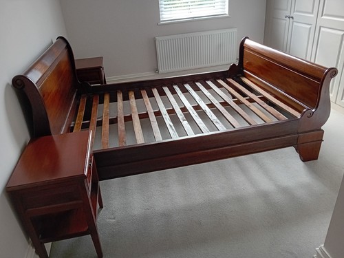 Sleigh bed mahogany double - bed,