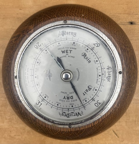 Vintage oak wall barometer - oak,