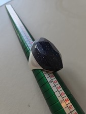 Blue Sandstone and sterling silver faceted ring size approx 58