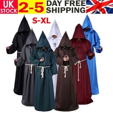 New Unisex Adult Halloween Robe Hooded Cloak Costumes Cosplay Monk Priest Role!!