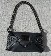 Balmain black leather studded