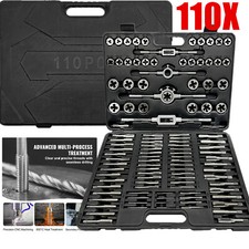110 Pcs Tap And Die Set Metric Thread Cutting Tool Wrench Kit Tungsten Steel