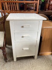 Vintage White Painted Wooden Bedside Cabinet Table Chest of 3 Drawers