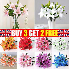 10Heads Artificial Stargazer Large Bouquet Quality Faux Silk Lily Flowers Decor