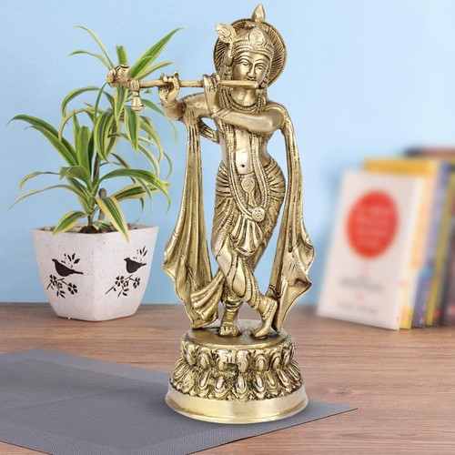 Brass hindu god lord krishna - hindu,