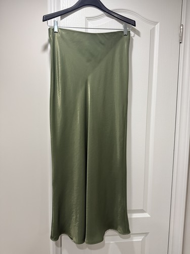Zara green satin midi - green,