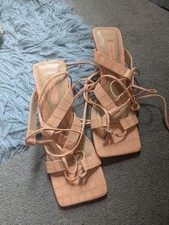 New Peach Tie Up Mules Size 4