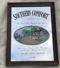Vintage Advertising Mirror Southern Comfort 13”x10” Colourised